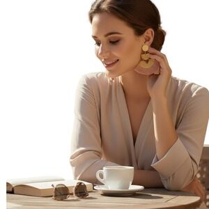 Time and Tru Tiered Fan Fringe Earrings Gold Tone Pink Hypoallergenic